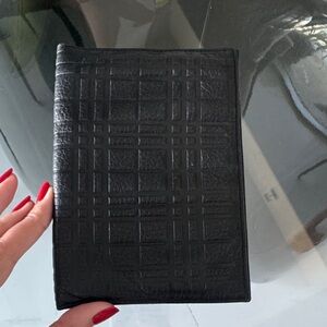 Burberry London Black Leather Passport Holder / Travel Document Wallet